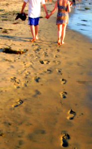 Footprints and Love, California Beach Summer photo