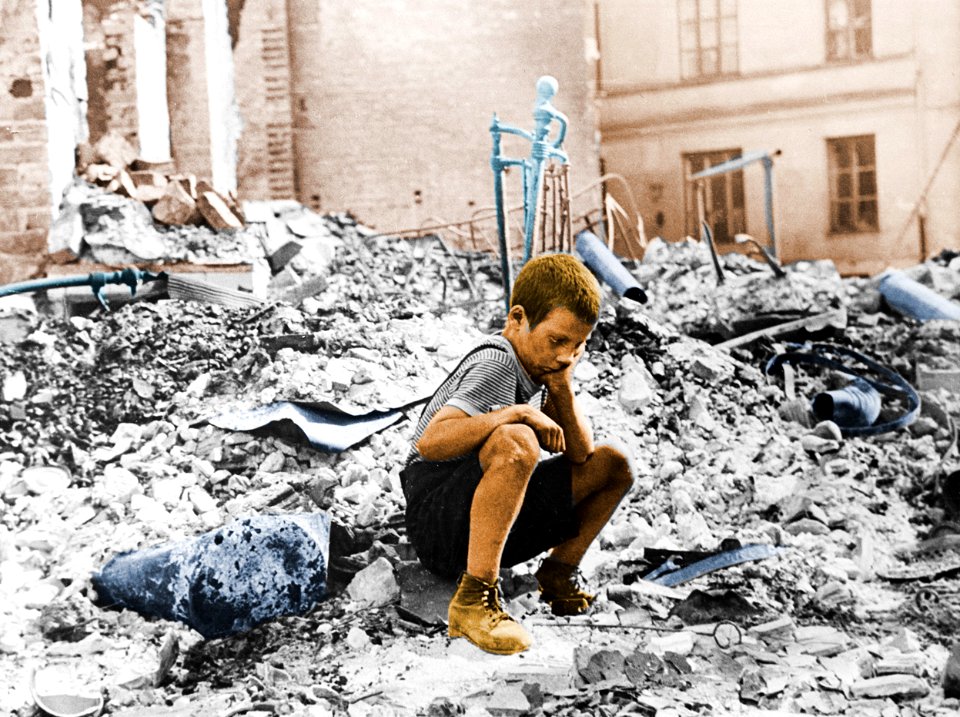 War and despair. (Colorized)