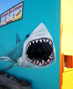 Great white shark mural