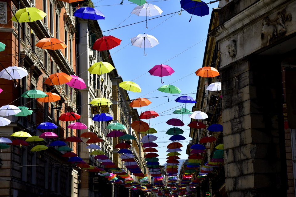 Umbrellas in the sky