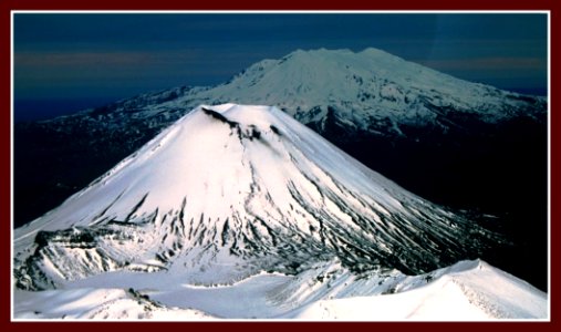 Mt. Ngarahoe and Mt. Raupehu, New Zealand, North Island