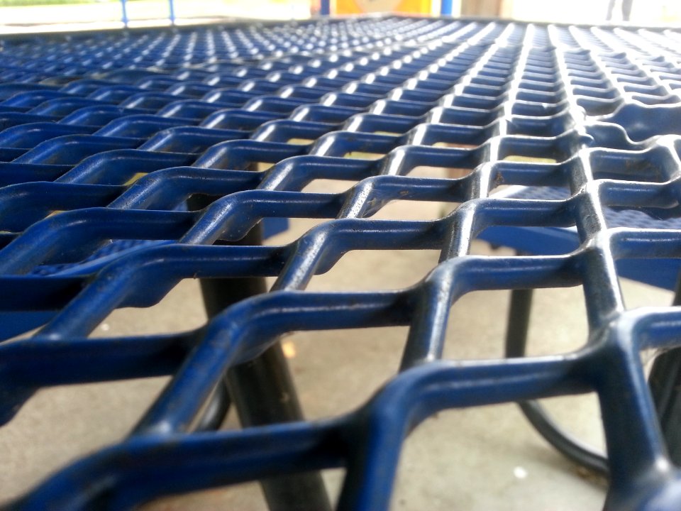 Metal picnic table top blue
