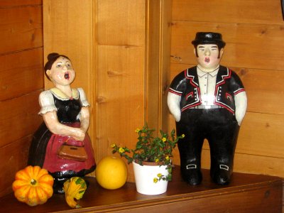 swiss Yodel singer pair, in traditional costumes