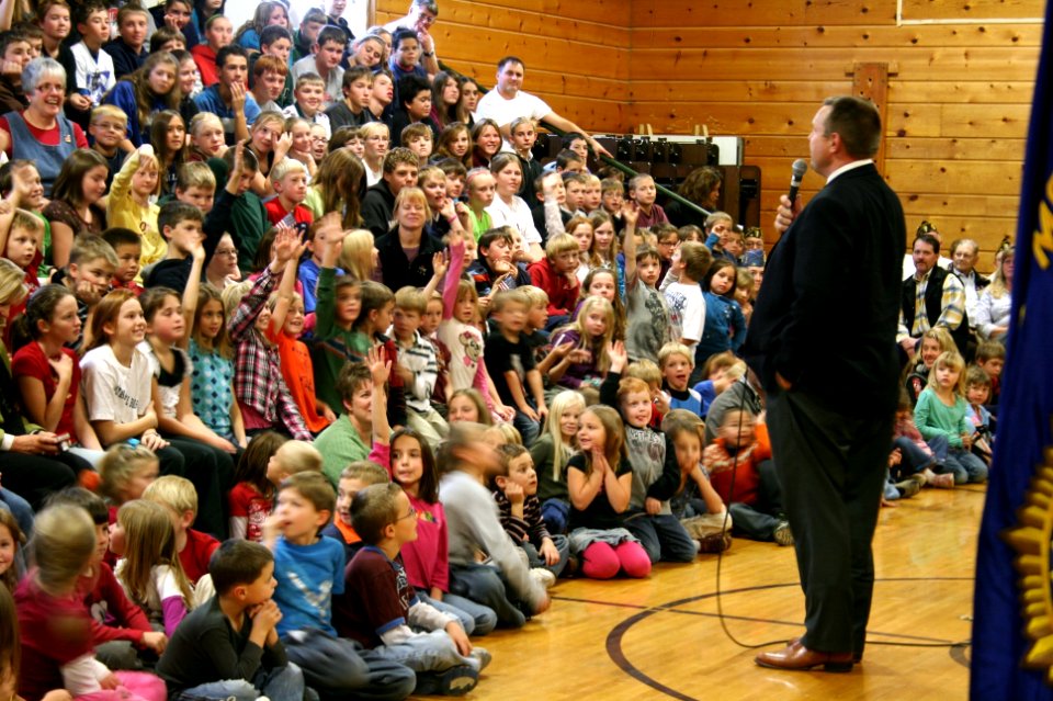 JT talks to kids in Big Timber