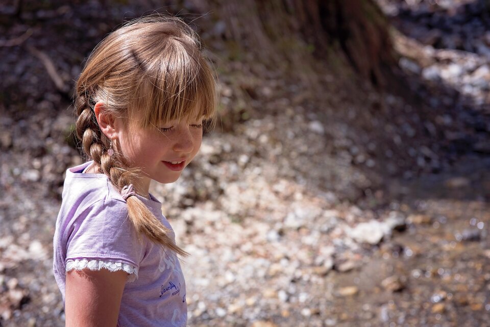 Girl blond plait photo