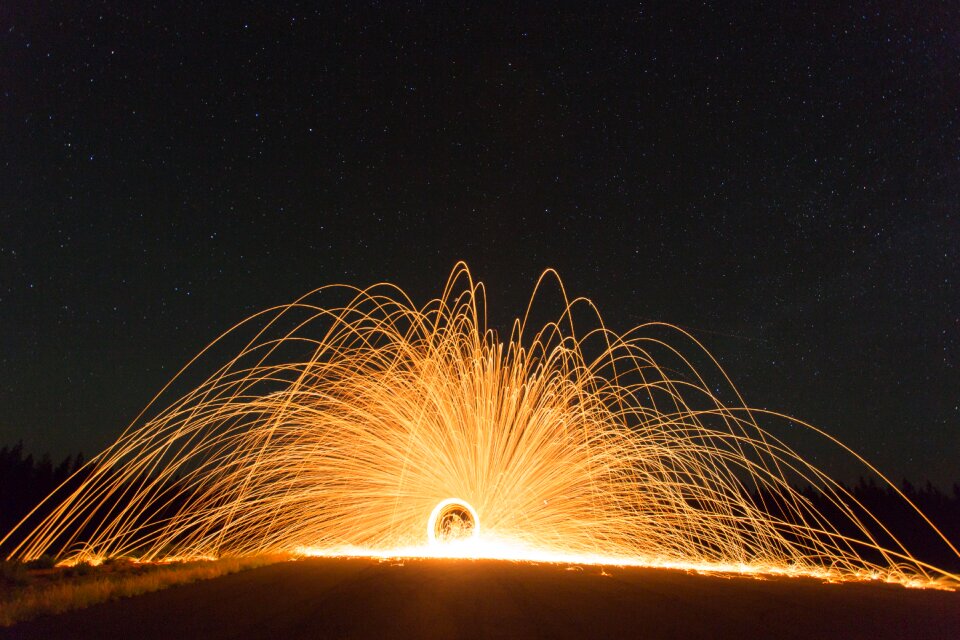 Sparks trails bright