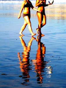 Bikini Swimsuit Twins, Winter Beach Walk photo