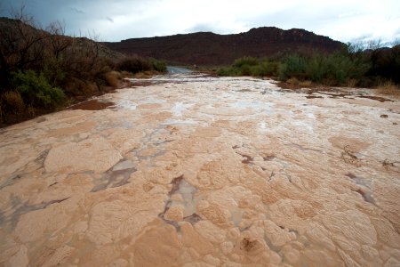 Flooding on the road to Delicate Arch Overlook