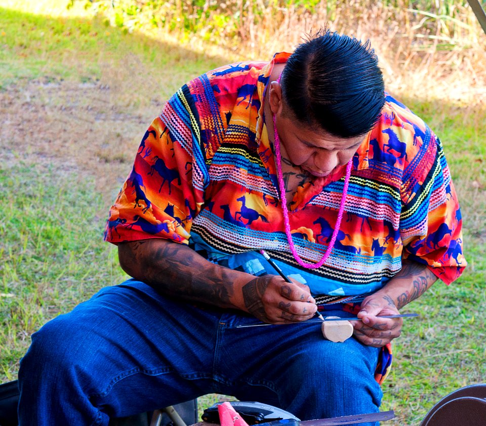 Miccosoukee artisan at work as everyone was folding up shop