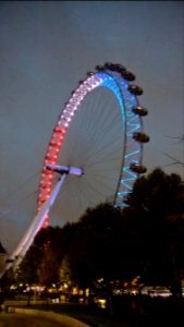The London Eye in Blue, White, and Red