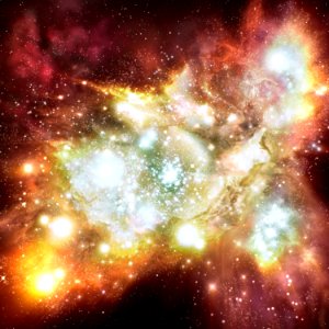 Mega starbirth cluster is biggest, brightest and hottest ever seen (artist's impression)