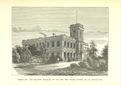 Murchison Victoria. Illustration of Noorilim historic Italianate style mansion. Built 1879 for William Winter- Irving.