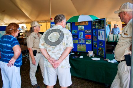 Volunteers Bob and Jane from Big Cypress talk with Karen and Andrew