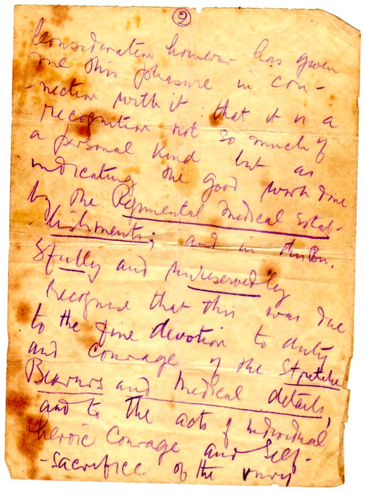 Letter from Captain A. G. Butler regarding the DSO, 1918. page 2 of 4