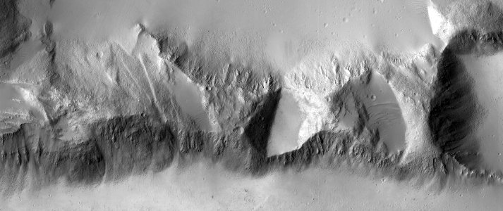 Outcrops in Terrain East of Olympus Mons