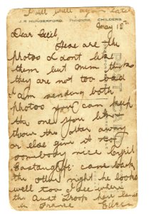 Postcard to a soldier at the front, World War I, 1916.