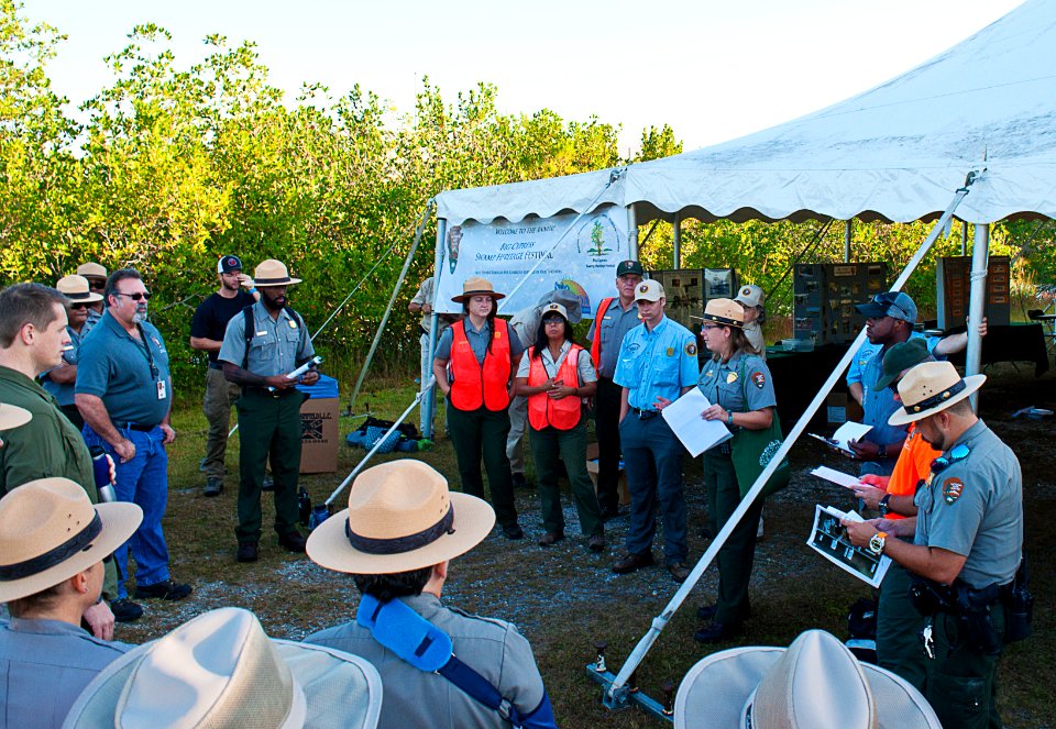 Safety briefing at the start of the 2016 Swamp Heritage Festival