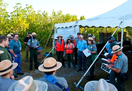 Safety briefing at the start of the 2016 Swamp Heritage Festival