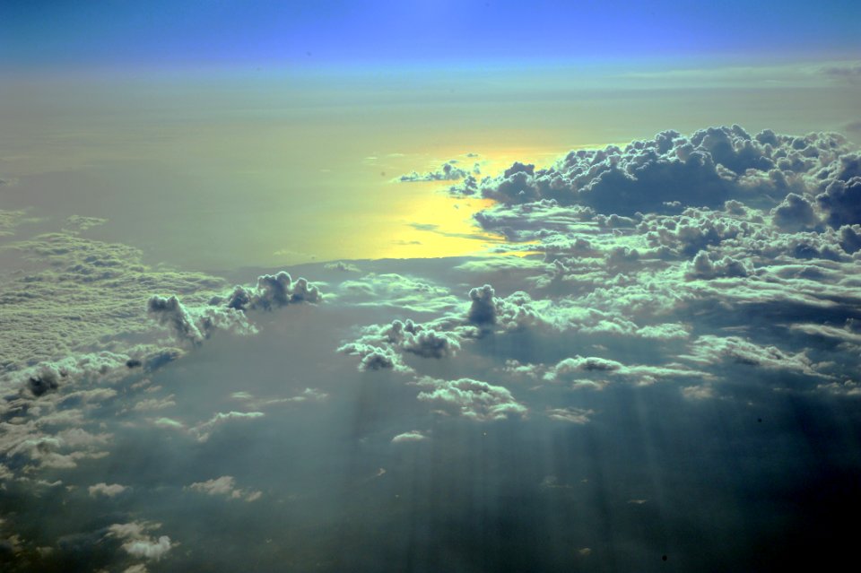 Entrance to heaven, cloudscape over Oregon state and the Pacific Ocean, from Alaska Airlines jet, West Coast, USA