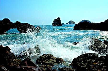 The wave at the little Arch, and friends, Mazatlan, Sinaloa, Mexico photo