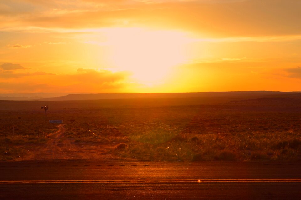 Desert road cowboy photo