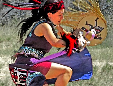 BORDERLAND FESTIVAL 2019 - Coronado National Memorial - Famalia Rodrigues Aztec Dance- WATERCOLOR (1)