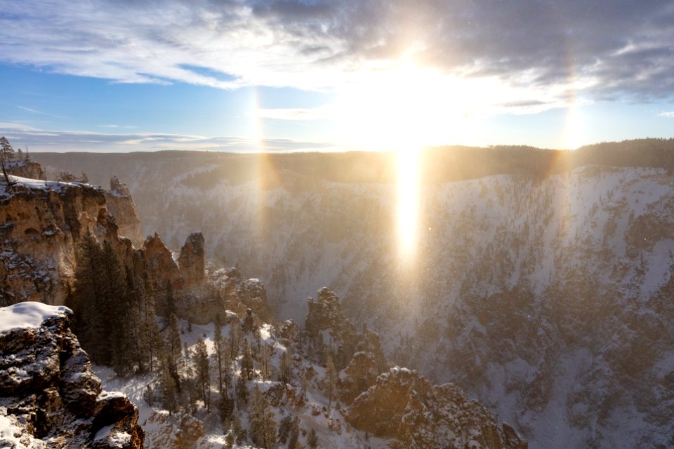 Sun dog over the Grand Canyon of the Yellowstone