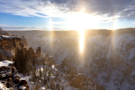 Sun dog over the Grand Canyon of the Yellowstone