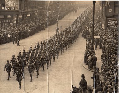 WW1 Australian Infantry Forces marching through London, England - 1919 photo