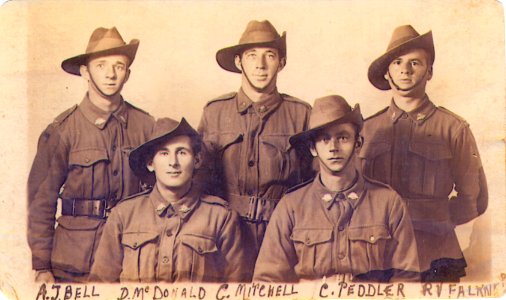 LEST WE FORGET - five Australian soldiers - WW1 photo
