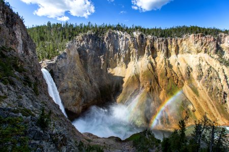 Double rainbow at the Lower Falls of the Yellowstone River photo