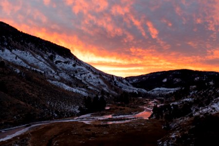 Colorful sunrise reflected in the Gardner River photo