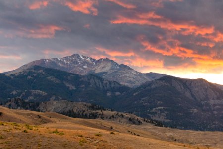 Fall sunset over Electric Peak photo