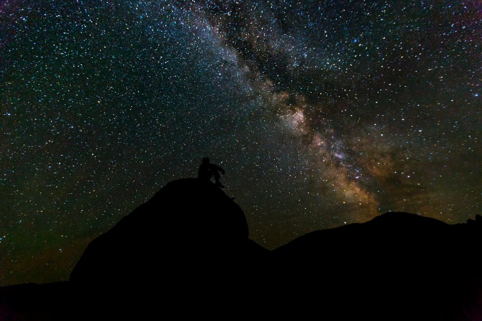 Enjoying the night sky, Mammoth Hot Springs