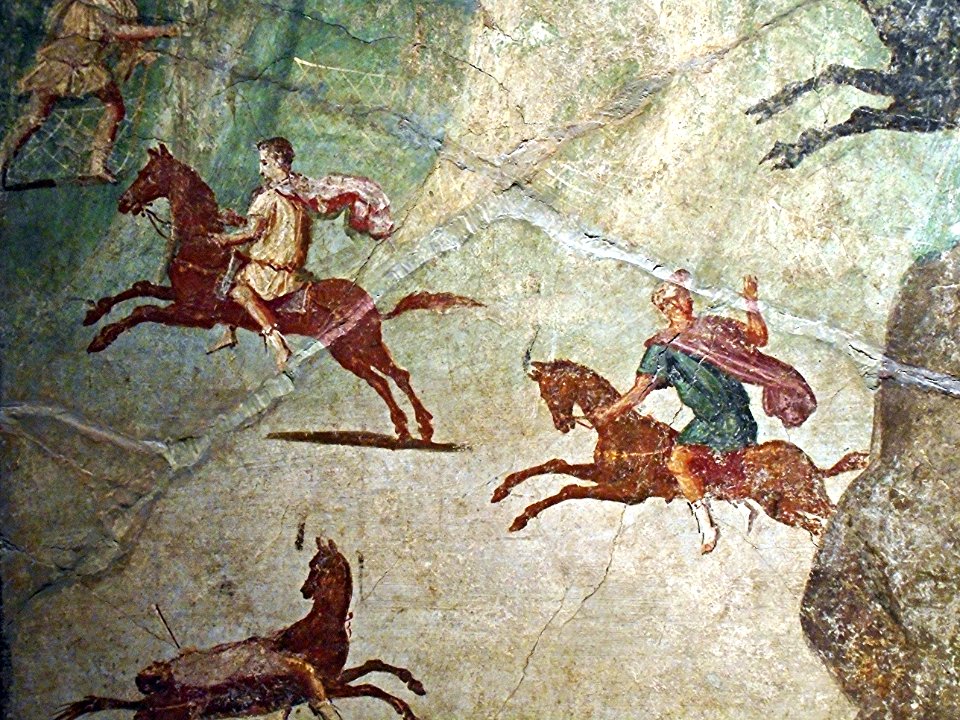 "Massacre of the Niobids" (20BC-37 AD) from Pompeii (Detail) - Exhibition "Myth and Nature" at Archaeological Museum of Naples, until September 30, 2016