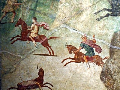 "Massacre of the Niobids" (20BC-37 AD) from Pompeii (Detail) - Exhibition "Myth and Nature" at Archaeological Museum of Naples, until September 30, 2016