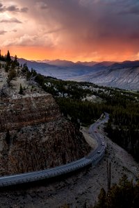 Grand Loop Road through Golden Gate at sunset portrait