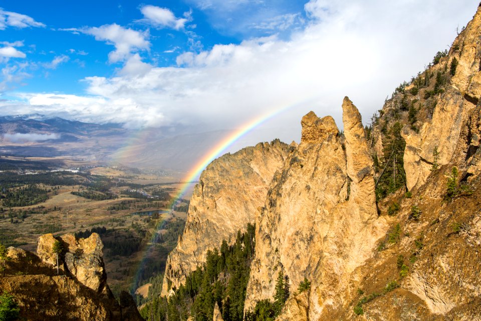 Rainbows from Bunsen Peak, Mammoth Hot Springs