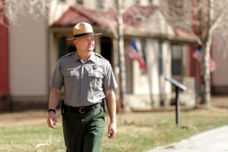 Superintendent Cameron H. Sholly in Fort Yellowstone photo