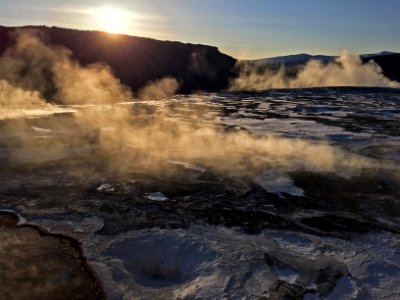 Sunrise at Mammoth Hot Springs