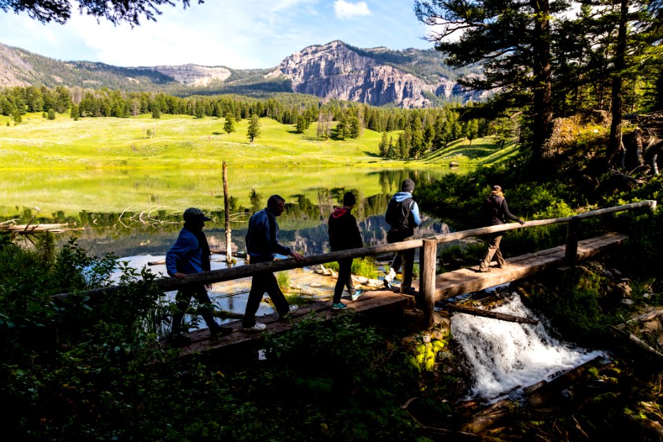 Hikers at Trout Lake