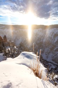 Sun dog over the Grand Canyon of the Yellowstone (portrait) photo