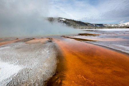 Colorful thermophiles at Grand Prismatic Spring photo