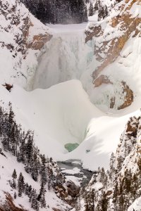 Lower Falls and ephemeral ice dam (portrait) photo