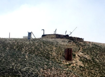 Burned Mount Holmes Fire Lookout viewed from a helicopter