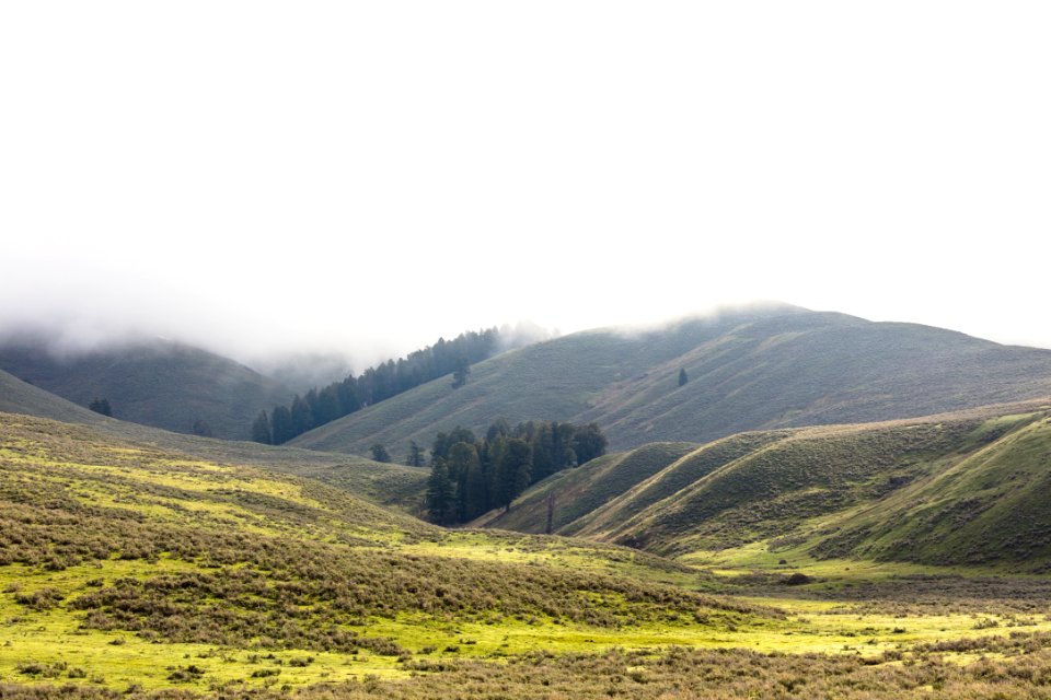 Low clouds over Bison Peak in Lamar Valley