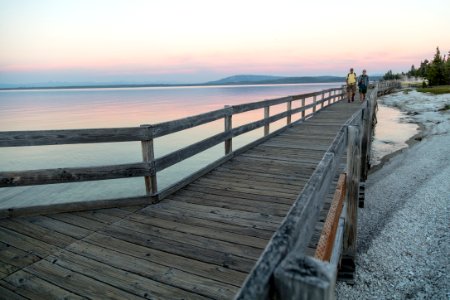 Enjoying a sunset near Big Cone in West Thumb Geyser Basin