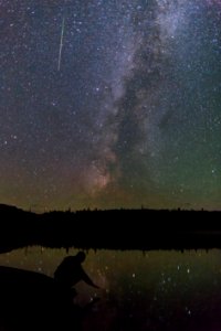 Milky Way & Meteor, Yellowstone Lake photo