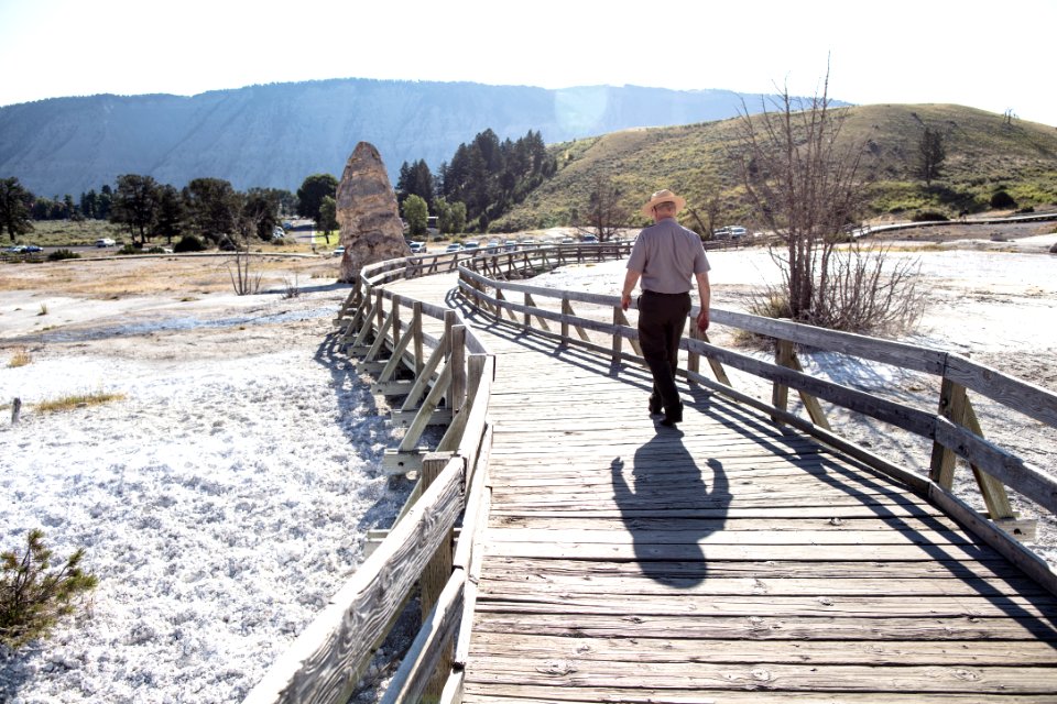 Dan Wenk on the Mammoth Hot Springs boardwalks photo