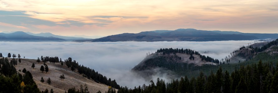 Yellowstone River Valley filled with fog